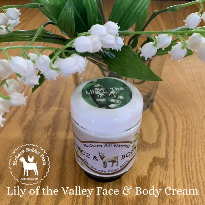Lily of the Valley Handcrafted Goat Milk  Face and Body Cream - eichershobbyfarm - Goat Milk Products - Avon, Minnesota