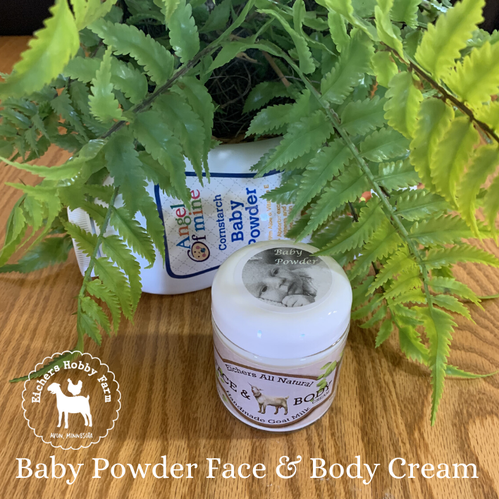 Baby Powder Handcrafted Goat Milk Face and Body Cream - eichershobbyfarm - Goat Milk Products - Avon, Minnesota
